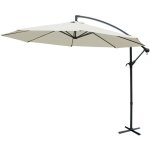Sweeek - parasol d�port� rond �300cm - hardelot - ecru - manivelle anti - retour toile d�perlante facile ...