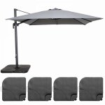 Parasol d�port� rotatif 3x3m et 4 dalles � remplir aluminium gris
