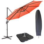Parasol dport svita 3m avec housse de protection pied de parasol orange