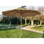 Proloisirs parasol droit en bois - diam�tre 300 cm - toile couleur taupe