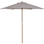 Parasol droit hexagonal de jardin grande taille dim. � 2, 5 x 2, 3h m bambou polyester gris