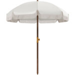 Parasol droit de plage jardin style boh�me � franges uv40 + cr�me