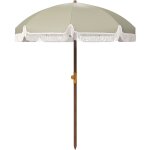 Parasol droit de plage jardin style boh�me � franges uv40 + vert