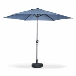Parasol droit rond �300cm - touquet bleu gris� - m�t central en aluminium orientable et manivelle d'ouverture ...