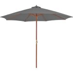 Vidaxl - parasol d'extrieur avec mt en bois 300 cm anthracite