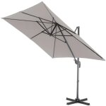 Parasol flottant inclinable, 250x250 cm, toile carrée, parasol déporté solide, gris clair Parasol flottant inclinable, 250x250 cm, toile carrée, parasol déporté solide, gris clair
