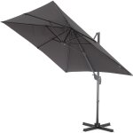 Parasol flottant inclinable, 250x250 cm, toile carre, parasol dport solide, gris fonc