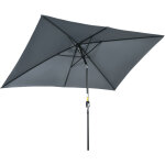 Parasol inclinable rectangulaire m�tal polyester haute densit� 2, 95l x 1, 95l x 2, 4h m gris