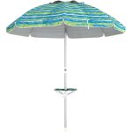 Parasol inclinable r�glable de plage protection uv50 + �190 cm sac et porte - gobelets inclus