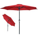 Parasol inclinable rond rouge Ø300 cm ? mât aluminium gris anthracite et toile déperlante Parasol inclinable rond rouge Ø300 cm ? mât aluminium gris anthracite et toile déperlante