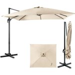 Goplus parasol de jardin ext�rieur 3x3m, parasol d�port�, inclinable � 5 angles, rotatif � 360�, pied ...