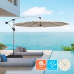 Parasol de jardin d�port� 3 m�tres octogonal en aluminium bar et h�tel fan
