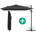 Parasol jardin déporté alu sun 4 - rectangle - 3 x 4 m + housse de protection - noir Parasol jardin déporté alu sun 4 - rectangle - 3 x 4 m + housse de protection - noir