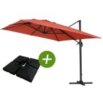 Parasol jardin d�port� alu  sun 4   - rectangle - 3 x 4 m - rouge - dalles � lester incluses