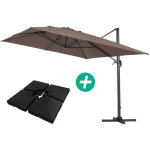 Parasol jardin d�port� alu  sun 4   - rectangle - 3 x 4 m - taupe - dalles � lester incluses