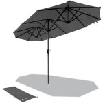 Parasol de jardin double 300 x 150 cm - aluminium - gris - vounot