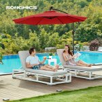 Parasol de jardin ext�rieur d�port� avec led � �nergie solaire, ombrelle � 3 m, avec base, protection ...
