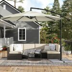 Parasol de jardin ext�rieur d�port�, ombrelle, avec base, �3m, upf 50 + protection solaire - beige gpu116m01 ...