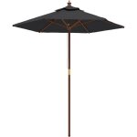 Parasol de jardin avec m�t en bois 196 x 231 cm noir