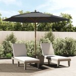Parasol de jardin avec m�t en bois anthracite 299x240 cm