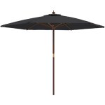 Parasol de jardin avec mt en bois noir 299x240 cm