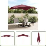 Parasol de jardin avec m�t en bois rouge bordeaux 300x300x273cm - parasol de jardin - parasol ext�rieur ...