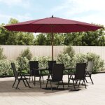 Parasol de jardin avec mt en bois rouge bordeaux 400x273 cm