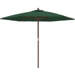 Parasol de jardin avec mt en bois vert 299x240 cm