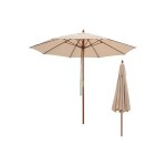 Costway - parasol de jardin pliable 2, 83m avec m�canisme de poulie � corde poteau en bois 8 baleines ...