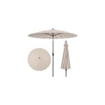 Parasol de jardin rond  265cm, parasol avec 18 baleines en fibre de verre avec manivelle et mcanisme ...