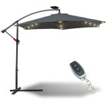 Parasol avec led avec manivelle r�sistant aux intemp�ries 300 cm x 300 cm acier polyester gris