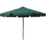 Parasol avec m�t en bois 330 cm vert