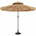 Parasol en paille pe d. 260xh. 250cm avec toit inclinable - parasol chaume de style hawaen tropical ...
