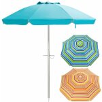Parasol de plage hauteur 2m - tte inclinable avec auvent / sac / bord drap - mt en aluminium et 8 ...