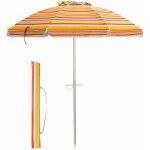Parasol de plage hauteur 2m - tête inclinable avec auvent / sac / bord drapé - mât en aluminium et 8 ... Parasol de plage hauteur 2m - tête inclinable avec auvent / sac / bord drapé - mât en aluminium et 8 ...