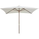 Parasol avec poteau en bois 200 x 300 cm blanc crme