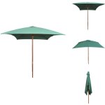Parasol avec poteau en bois 200 x 300 cm vert - parasol - parasol de jardin - ombrelle ext�rieure - parasol ...