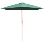 Parasol avec poteau en bois 270 x 270 cm vert
