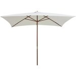 Parasol avec poteau - parasol de jardin parasol droit en bois 200 x 300 cm blanc crme bv448719 - blanc ...