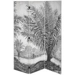 Pegane - paravent 3 pans en tissu imprimé blanc / noir - longueur 121 x profondeur 2, 5 x hauteur 170 ... Pegane - paravent 3 pans en tissu imprimé blanc / noir - longueur 121 x profondeur 2, 5 x hauteur 170 ...