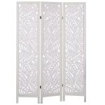 Paravent � 3 panneaux pliants en bois de paulownia bois clair 170 x 122 cm melago