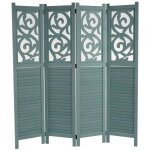Paravent 4 panneaux en bois vert 170x160cm par04034