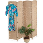 Relaxdays - paravent  4 volets, pliable, bois, corde de papier, h x l : 170 x 160 cm, pour votre intrieur, ...