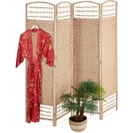 Relaxdays - paravent  4 volets, pliable, corde de papier, tiges en bambou, bois, hxl 180 x 180 cm, pour ...