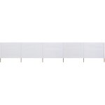 Paravent 5 panneaux tissu 600 x 120 cm blanc sable