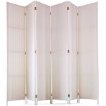 Paravent de 6 pans tress� en fibres naturelles coloris blanc - dim : h180 x l270 cm - pegane -