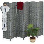 Relaxdays - paravent  6 volets, sparateur de pices pliable, bois, corde papier, hl : 170 x 241 cm, ...