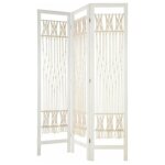 Paravent bois blanc et macram� 170 cm silumen