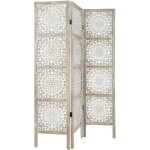 Atmosphera - paravent ethnique en bois sculpt� et blanchi, hauteur 169 cm ?