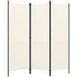 Bonnevie - paravent cloison de s�paration 3 panneaux, pour jardin, balcon, terrasse blanc cr�me 150x180 ...